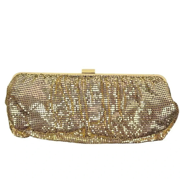 Steve Madden Gold Mesh Clutch Purse Mid Century Vintage Style - Picture 1 of 5